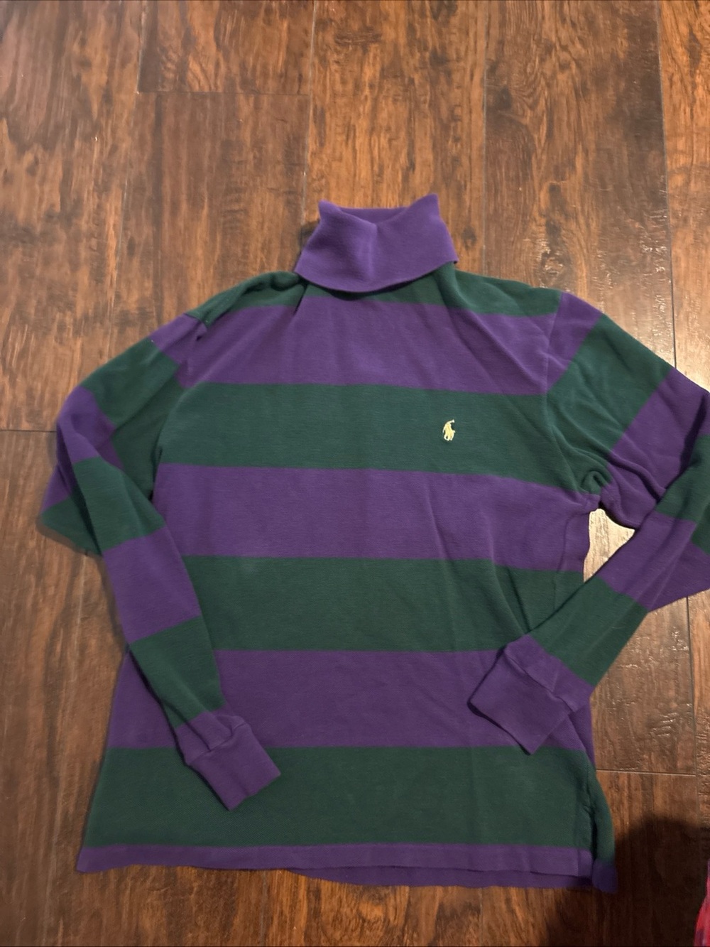 Polo by Ralph Lauren Purple & Green Striped Turtleneck Sweater